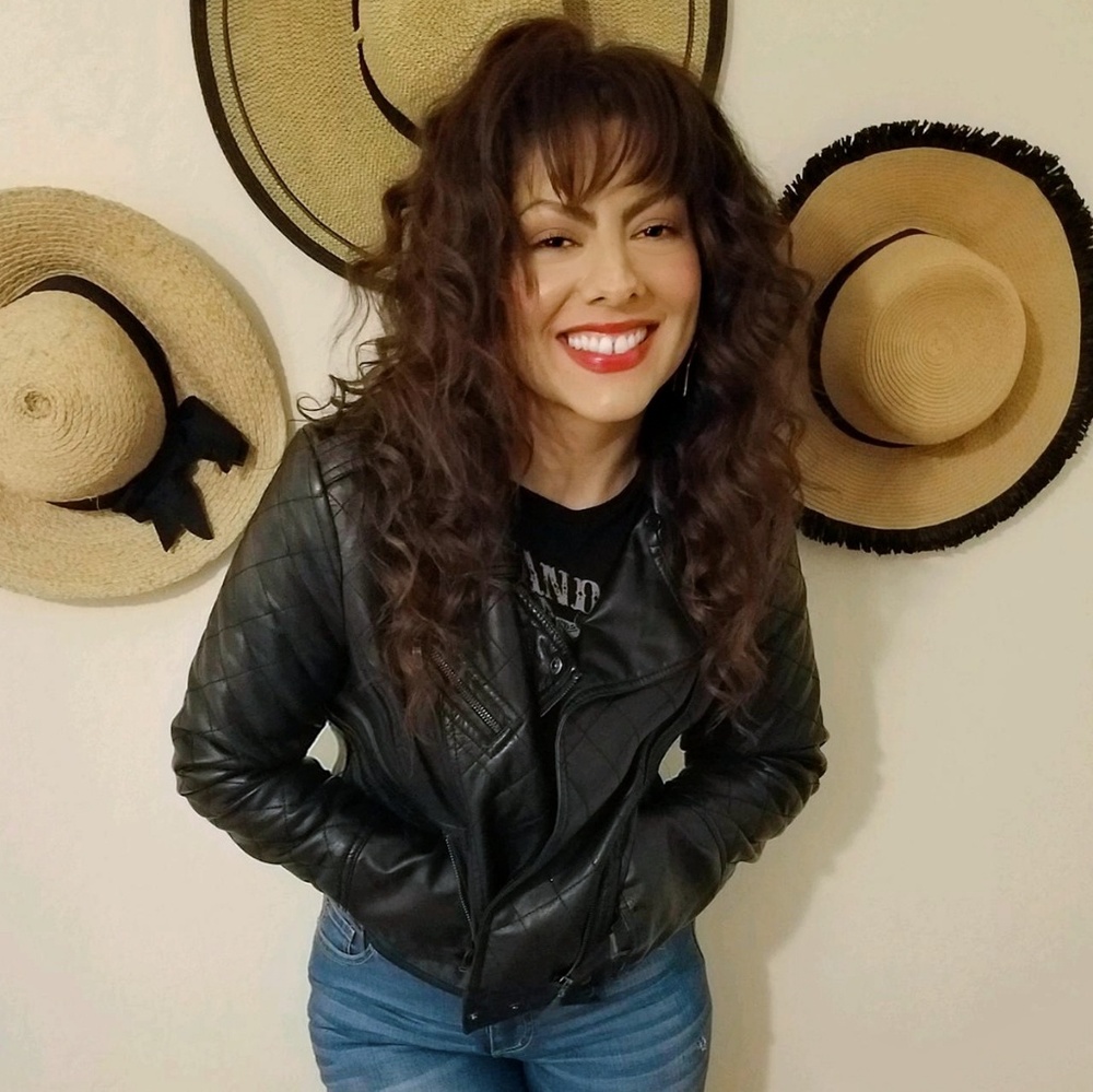 L2 Black Faux leather jacket Large